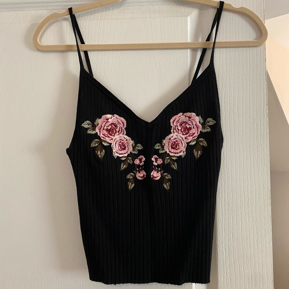 Kendall and Kylie tank top with floral embroidery